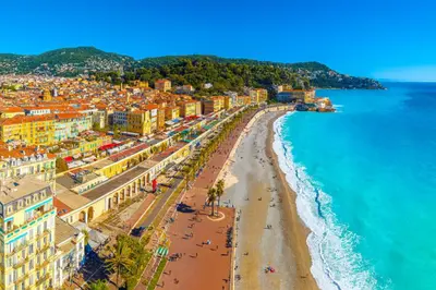 an aerial view of a beach and the ocean at Studio Masséna - Mer et Vieux Nice pour 4 personnes in Nice