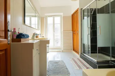 a bathroom with a shower and a sink at Guest House La Niçoise in Nice