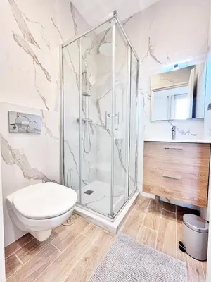 a bathroom with a shower and a toilet at RF 121 Close to port 2 bedrooms 2 toilets in Nice