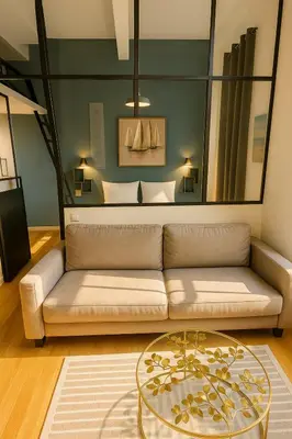a living room with a couch and a glass table at Old City Appartement of Nice in Nice