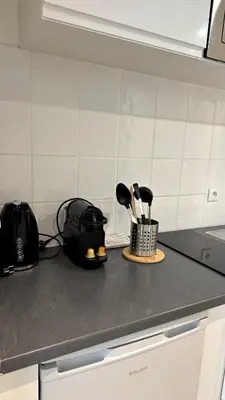 a kitchen counter with a mortar and pestle on it at Studio 4 Carré d'Or in Nice