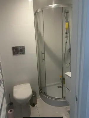 a bathroom with a shower and a toilet at joli studio en face de la gare in Nice