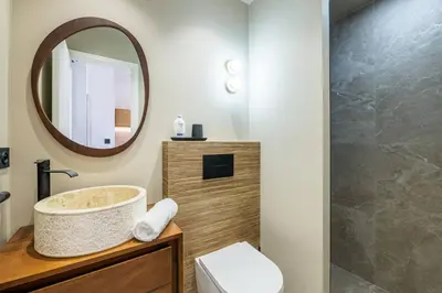 a bathroom with a sink and a mirror at Magnifique studio boulevard Gambetta - B in Nice