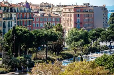a view of a city with trees and buildings at PLACE MASSENA Coulée Verte in Nice