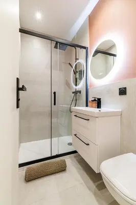 a bathroom with a shower and a toilet at PLACE MASSENA Coulée Verte in Nice