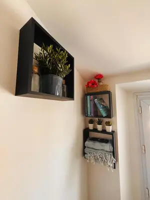 a shelf on a wall with a potted plant on it at Coin d'Amour Gambetta in Nice