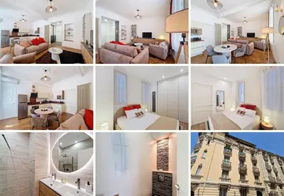 a collage of photos of a apartment at Nestor&Jeeves - NISSA - Central location in Nice