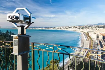 a security camera on a balcony overlooking a beach at 1 bedroom, Best location in Nice in Nice