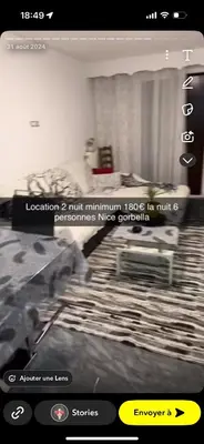 a screenshot of a room with a picture of a bed at Endroit calme in Nice