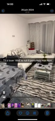 a picture of a room with a bed and a room at Endroit calme in Nice