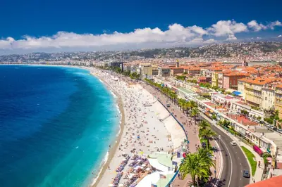 an aerial view of a beach and the ocean at Nice Centre Ville in Nice