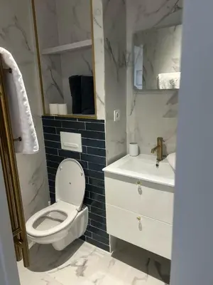 a bathroom with a white toilet and a sink at MOON - 31 in Nice