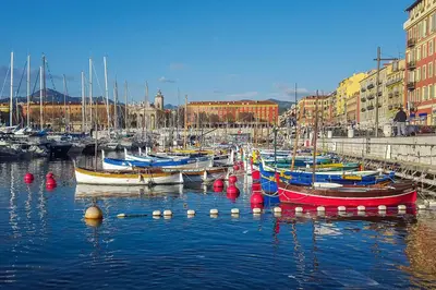 a group of boats are docked in a harbor at charmant studio sur le port de Nice in Nice