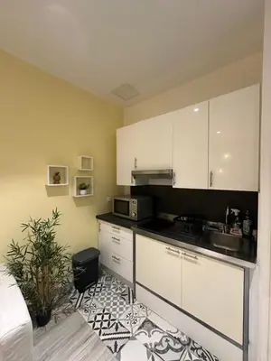 a kitchen with white cabinets and a sink at Nice Jussieu 2 pièces entièrement rénové in Nice