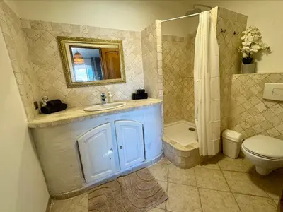 a bathroom with a sink and a toilet and a shower at Villa Baie Des Anges in Nice