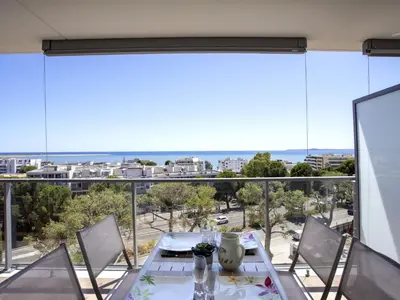a view of a city from a balcony at Apartment Seaside View-1 by Interhome in Saint-Laurent-du-Var