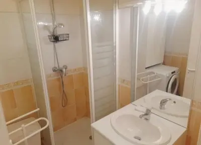 a bathroom with a shower and a sink and a toilet at Appartement centre ville in Nice