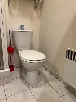 a bathroom with a white toilet in a room at Studio magnan grand balcon in Nice