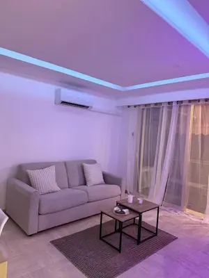 a living room with a couch and a table at Appartement Valeria in Saint-Laurent-du-Var