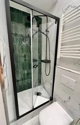a shower in a bathroom with a toilet at Pearl of Nice in Nice