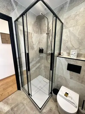 a bathroom with a shower and a toilet at Chic et confort- Nice- 3 à 5 personnes in Nice