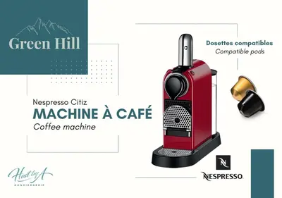 a red magneticine a care coffee machine at Green Hill Appartement à Nice Terrasse 130m2, Vue panoramique, Piscine, Parking Privé, Climatisation, WiFi in Nice