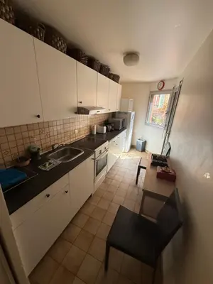 a bathroom with a toilet and a washing machine at Cosy appartement, terrasse in Nice