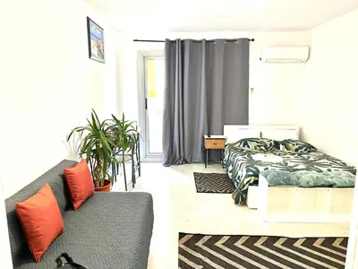 a living room with a bed and a couch at Studio Californie in Nice
