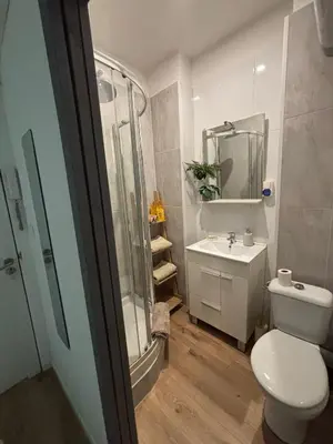 a bathroom with a toilet and a sink and a shower at Studio proche gare in Nice