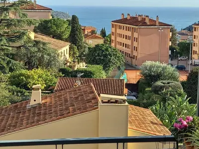 a view from the roof of a building at Apartement ensoleillé vue mer in Villefranche-sur-Mer