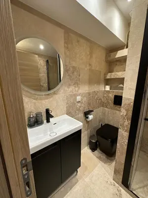 a bathroom with a sink and a mirror and a toilet at Le Notre Dame in Nice