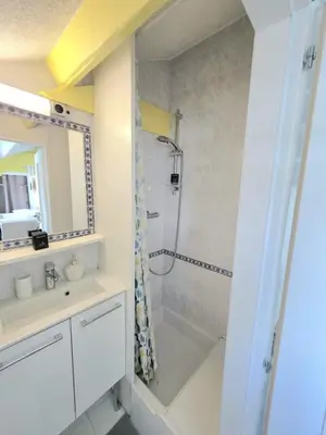 a bathroom with a shower and a sink at Cosy sous les toits - Nice Gare - 2 pers in Nice