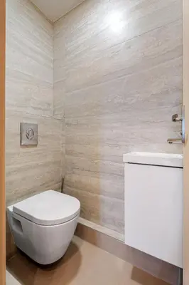 a bathroom with a white toilet and a sink at Nice Renting - HUGO - Luxury Honeymoon Suite Terrace Park View Free Parking in Nice