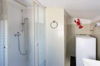a bathroom with a shower and a toilet and a sink at #36 Bright Eagle Nest Old town 5 mins from sea AC Wifi in Nice