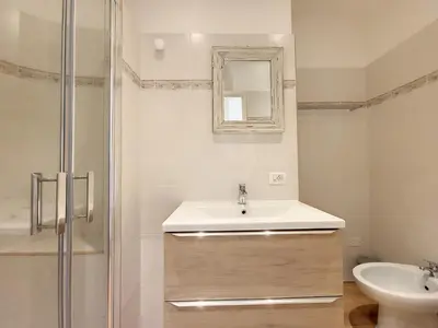 a bathroom with a sink and a shower at Nestor&Jeeves - SEA AND SUN - Central - Close sea in Nice