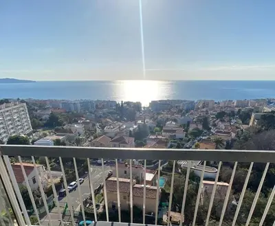 a view of a city and the ocean from a balcony at Breathtaking panoramic view of Nice ! in Nice