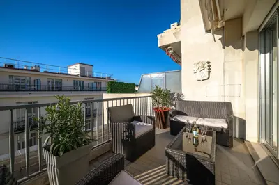 a collage of photos of a hotel room at Terrasse ensoleillée sur les toits de Nice in Nice