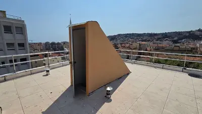 a large open door on top of a building at LX155 Roof terrace city center Mobility Lease in Nice