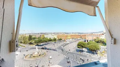 a view from a window of a city with a street at Studio Place Masséna Vieux Nice - situation idéale in Nice