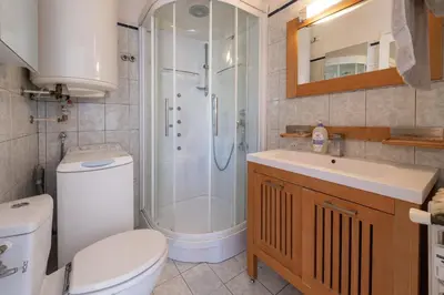 a bathroom with a shower and a toilet and a sink at fisher in Beaulieu-sur-Mer