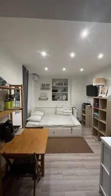 a living room with a large bed in a room at Joli studio rénové vieux Nice in Nice