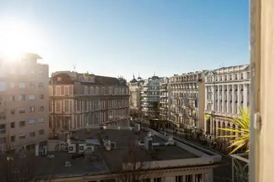 a view from a window of a city with buildings at Maison Bianchi - Studio on avenue Jean Medecin in Nice