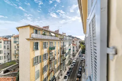 a view of a city street from a building at Charming City Center Studio 402 in Nice