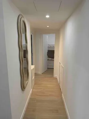 a hallway with a painting of a snake on the wall at Nikaia Residence - 2BR Central Nice Close to Everything in Nice