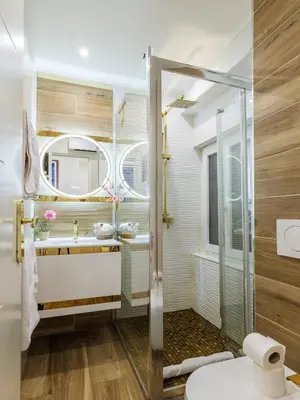 a bathroom with a shower and a sink at 9 rue Pairoliere in Nice
