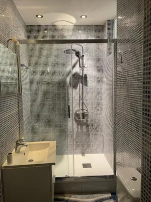 a bathroom with a shower and a sink at One-Bedroom Apartment near Promenade des Anglais in Nice