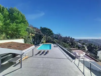 a view of a swimming pool from a house at Domaine Datcha - La Dolce Vita, en toute intimité in Aspremont
