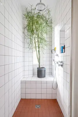 a bathroom with a potted plant in the shower at Maison Nice - Plage 300m - Parking in Nice