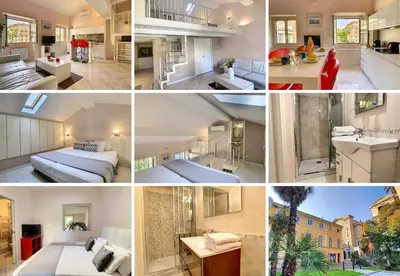 a collage of photos of a hotel room at Nestor&Jeeves - LE DUPLEX - Central - Very close sea in Nice