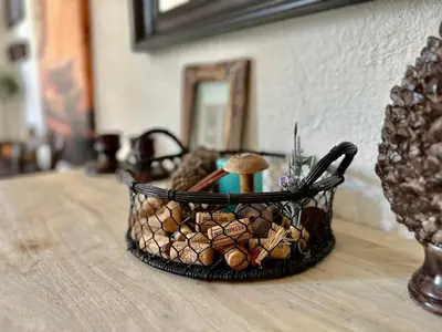 a basket of rocks and mushrooms on a table at Résidence Place Poullan in Villefranche-sur-Mer